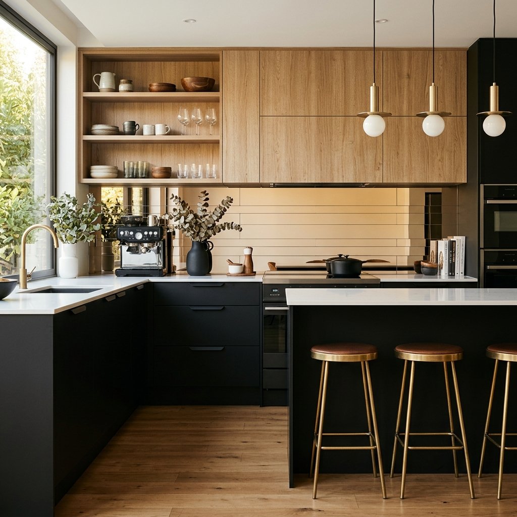 Cocina con mezcla de acabados