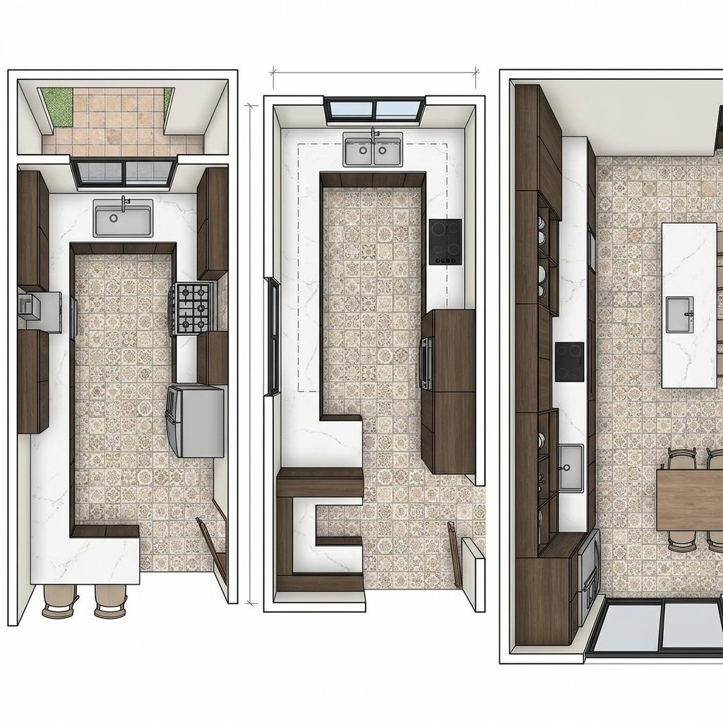 Cocinas en L, en U y en línea: qué layout elige tu casa por ti