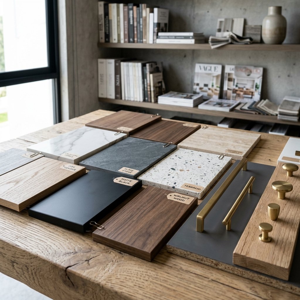 Tableros y muestras en showroom Querétaro