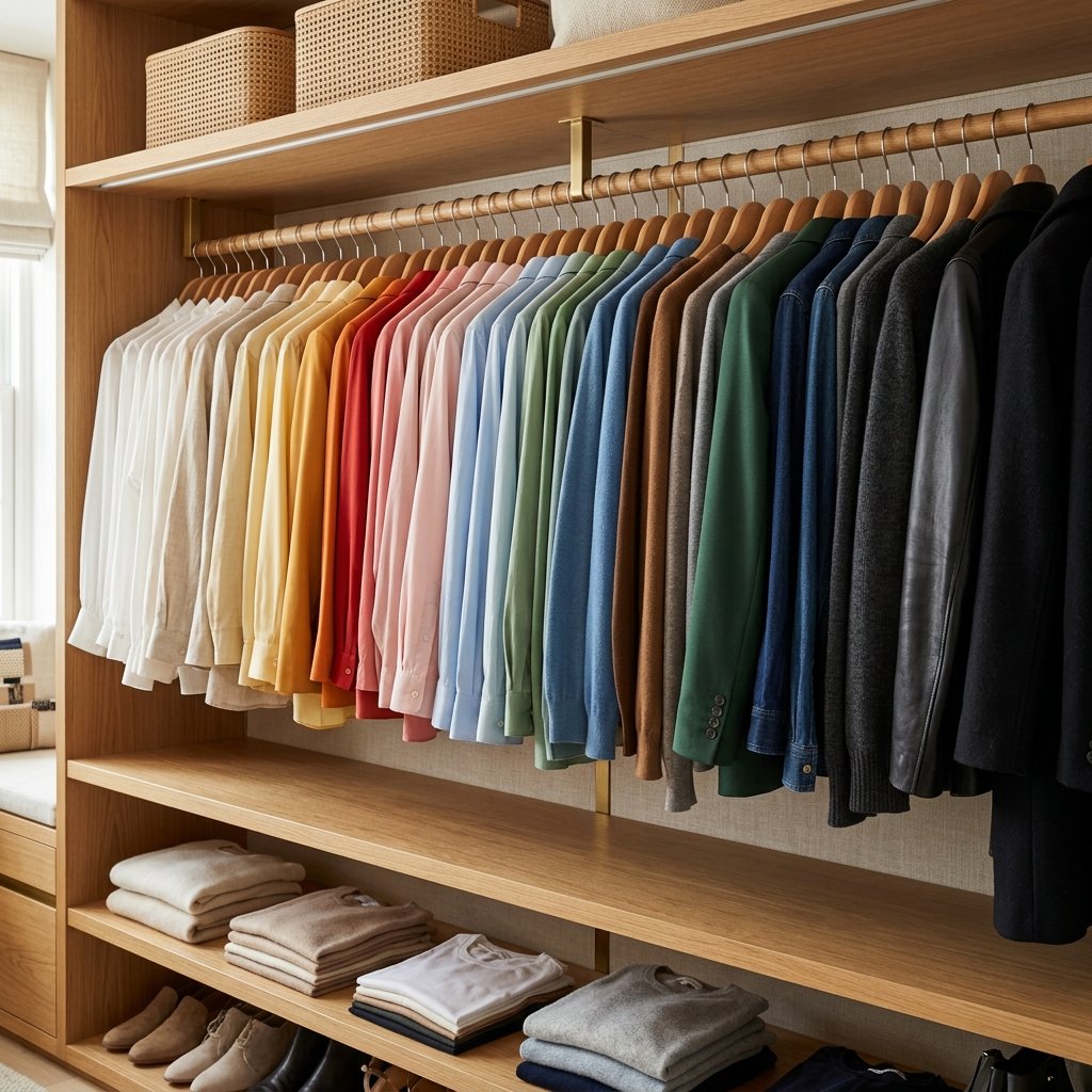 Ropa colgada por color
